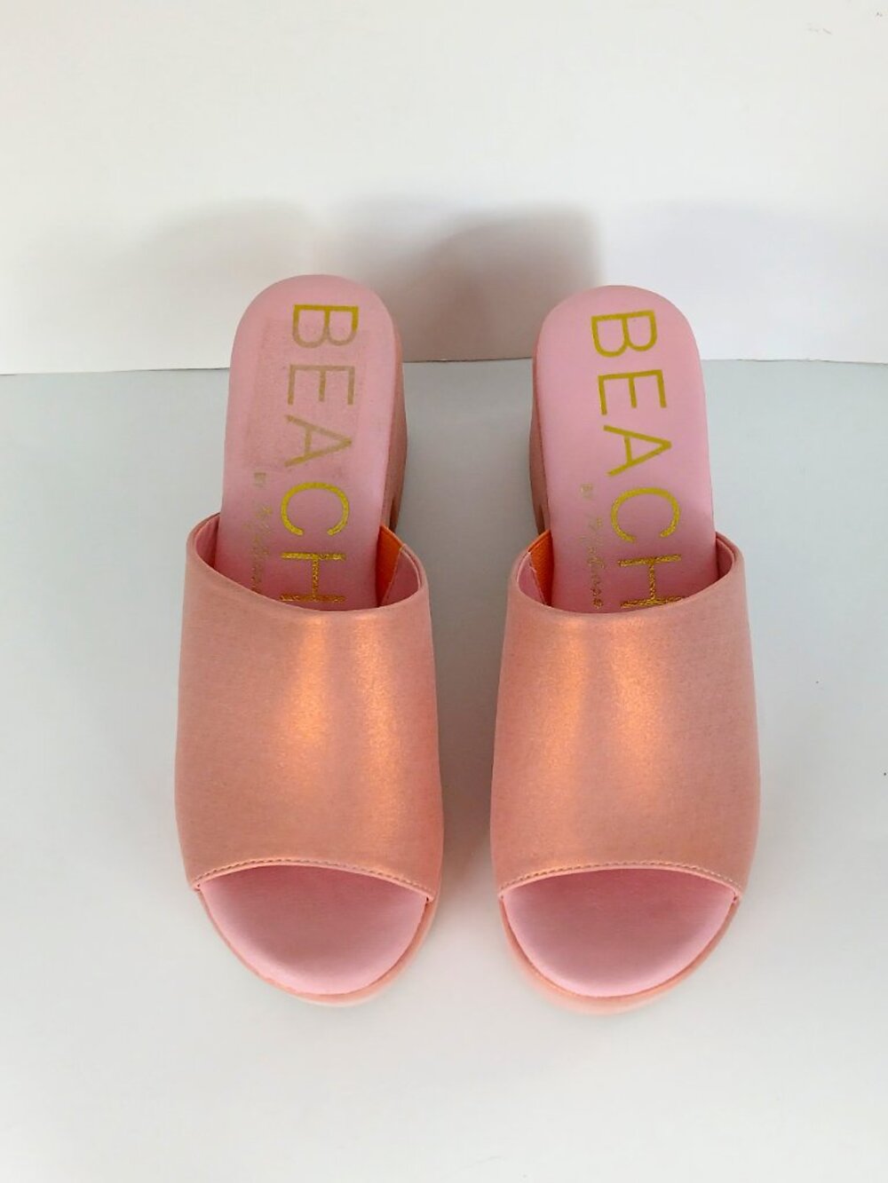 Beach By Matisse Shimmering Coral/Pink Platform Sandals, Size 8, New - Picture 4 of 11
